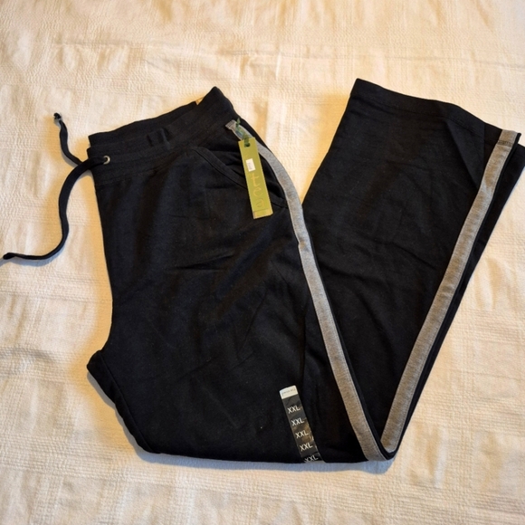 Green Tea women's size XXL black & gray track pants, soft wash preshrunk NWT - Picture 1 of 8